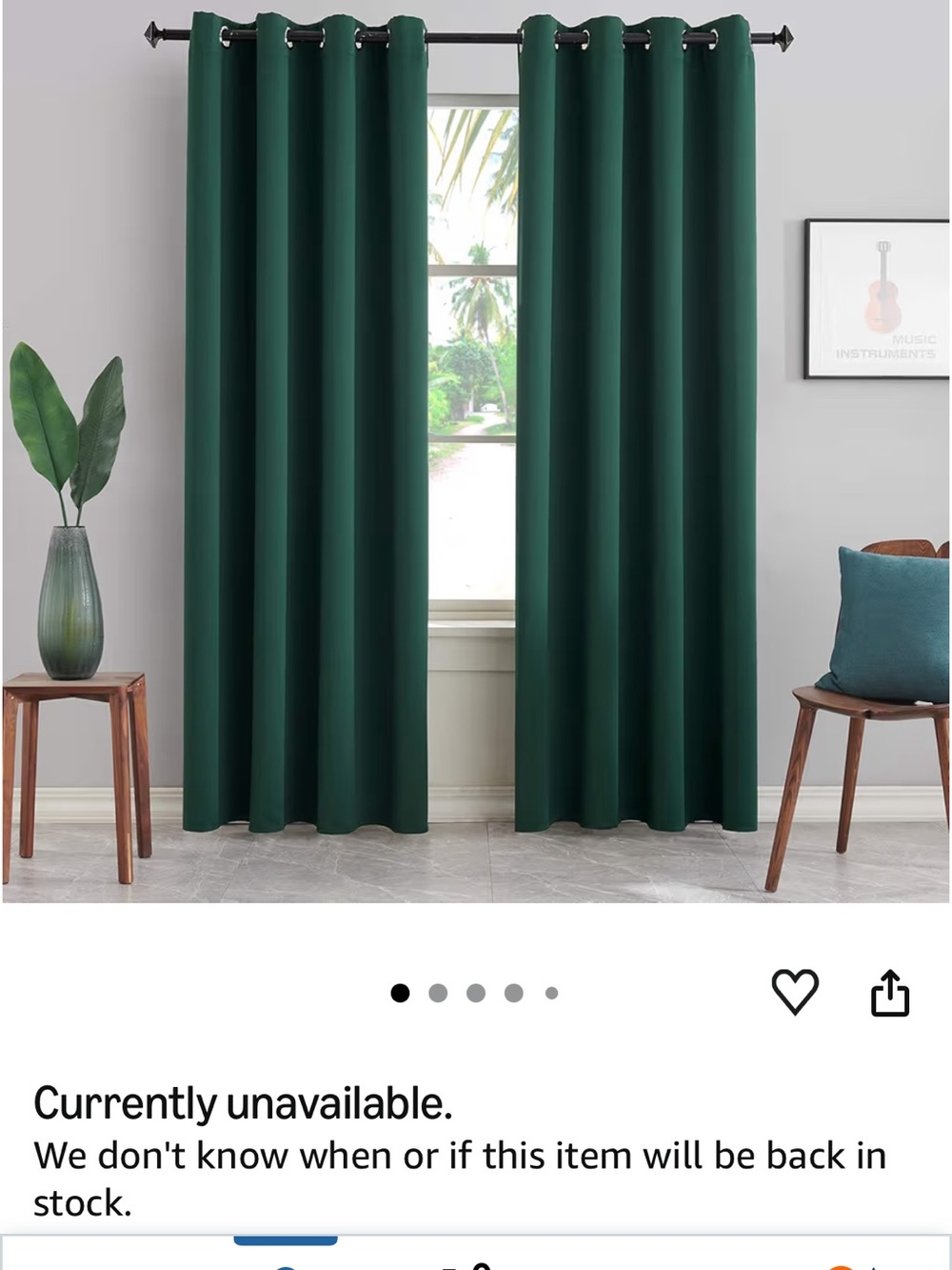 Dark Green Blackout Curtain Panel Set 52 X 95